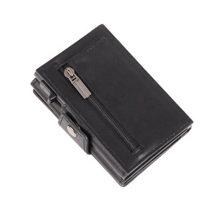 TC114 Customized Logo Men Gift Coin <strong>Wallet</strong> PU <strong>Leather</strong> RFID Pop Up Card Holder With Money Pocket And ID Transparent Window - Product Image 5