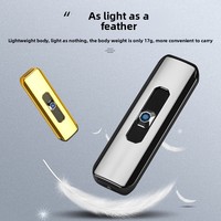 Briquet électronique portable rechargeable coupe-vent à bouton-poussoir, design minimaliste moderne, en métal tendance et fin