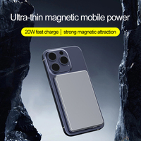 Charger portabel nirkabel PD 20W, Power Bank magnetik ramping, tampilan LED 5000mAh, pengisian cepat