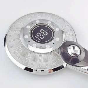 Pomme de douche à main <span class=keywords><strong>LED</strong></span> chromée 3 fonctions, réglage facile par pression, économie d'énergie, durable, jet d'eau fin pressurisé, salle de bain - Product Image 2