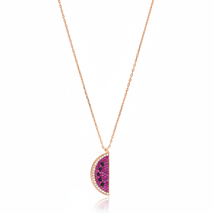 Collier pendentif en argent sterling 925 avec pierre de rubis et motif pastèque, fabrication artisanale, vente en gros, bijoux en argent sterling 925 pour femmes - Product Image 2