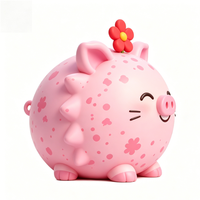 Figurine de cochon rose en plastique écologique promotionnelle avec motif floral, jouet personnalisé, poupée de dessin animé peinte sur mesure, modèle OEM, personnalisable pour bureau