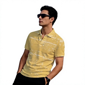 เสื้อโปโลสีน้ำเงินแบบปรับแต่งได้ แขนสั้น สวมใส่สบาย ระบายอากาศได้ดี ผลิตจากผ้าฝ้ายถัก พิมพ์ลาย AOP ด้านหน้าและแขนเสื้อ สำหรับผู้ชาย ผลิตในบังกลาเทศ - Product Image 4