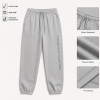 Pantalon de survêtement en molleton bouclette épais 380 g/m² gris chiné coupe ample taille élastique pour homme – Vêtements streetwear fabriqués en usine