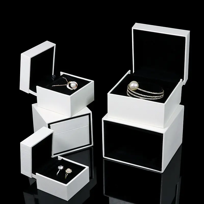 नए डिजाइन लक्जरी काले सफेद गुलाबी गहने बॉक्स व्यक्तिगत कस्टम लोगो शादी गहने पैकेजिंग बॉक्स दराज स्लाइडिंग शैली
