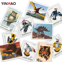 Pegatinas Adhesivas Personalizadas de Animales de Dibujos Animados, Pegatinas de Vinilo Resistentes al Agua y a los Desgarros, con Diseños de Búhos, Tigres, Dinosaurios y Aves