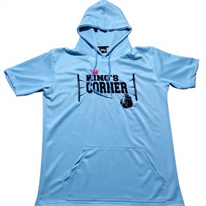 Custom Men <b>Short</b> <b>Sleeve</b> Pullover <b>Hoodie</b> Sportswear Breathable Moisture Wicking Athletic Fitness Gym Training <b>Hoodie</b> - Product Image 1
