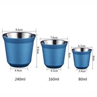 Tasses à café, thé et expresso en acier inoxydable à double paroi de 80 ml, qualité alimentaire et prêtes à l'emploi pour la maison, directement de l'usine RTS