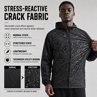 Chaquetas Deportivas con Capucha de 320 Gsm para Hombre, Reactivas al Estrés, con Superficie Dinámica Reversible y Efecto de Grietas