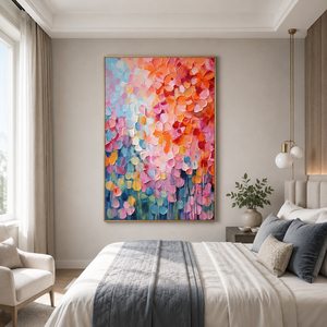 Colorful Floral Impasto Textured Oil Painting Wall Art 3D Handmade Wholesale Large Artwork House Hotel Decoration Interior - Product Image 1