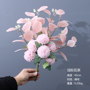 All'ingrosso decorazione per la casa eucalipto foglie di crisantemo fiori artificiali per la decorazione di nozze <span class=keywords><strong>Bouquet</strong></span> di fiori da sposa - Product Image 5