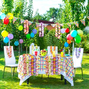 Colliers de fleurs hawaïennes en soie pour fêtes à thème Luau <span class=keywords><strong>tropical</strong></span>, décorations de fête, couronnes, bandeaux, mariages, vacances, plage - Product Image 5