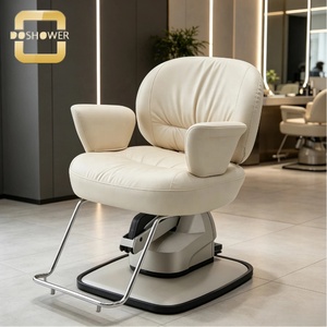Fauteuil de Barbier Hydraulique Simple Crème en Cuir Anti-taches Entièrement Rembourré avec Bras Souples et Rotation Silencieuse pour Salon de Coiffure <span class=keywords><strong>Local</strong></span> - Product Image 4