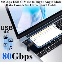 80Gbps 8K PD240W 90 °   Kabel USB C 4.0 Fitur Lengkap Ultra Pendek Tipe C Male ke Male yang Dapat Ditekuk, Adaptor Konektor Data Pengisian Cepat
