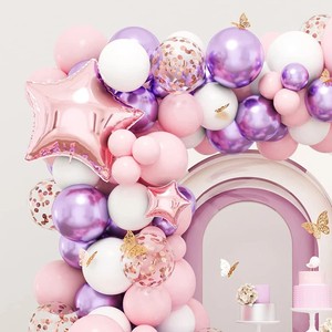 Guirlande d'arche de ballons en latex pour événements (anniversaires, mariages) avec chaîne de ballons papillon rose - Product Image 2