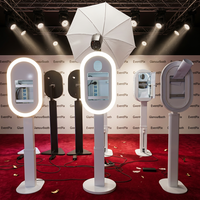 Boîte photo ovale pour événements et fêtes, compatible DSLR et iPad, avec flash et parapluie intégrés