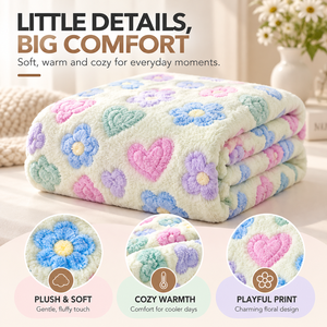 Coperta in Poliestere con Motivi Floreali, Plaid Rettangolare Pieghevole Portatile per Divano, Dormitorio, Ufficio - Product Image 2