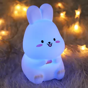 Cute Baby Night Light Kids Led Lamp Bunny Night Light Rechargeable Portable Night Lamp For Kids 7 Color