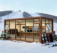 Maison préfabriquée en verre de luxe avec cadre noir, double porte, bureau modulaire, cabine de jardin, studio pour usage extérieur