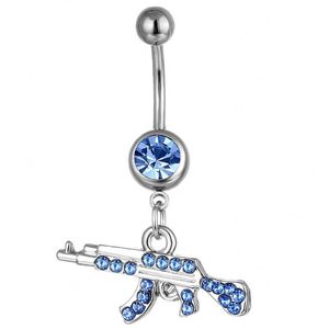 Anneaux de nombril personnalisés en forme de pistolet, bijoux de piercing sexy en acier inoxydable 316L avec zircon et cristal pour femmes - Product Image 5