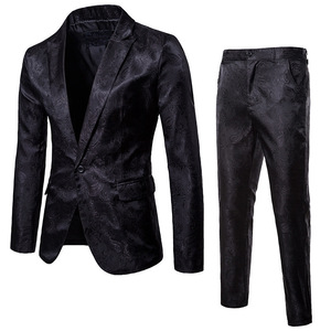 Nuevo <span class=keywords><strong>Traje</strong></span> de Esmoquin Clásico Jacquard para Hombre, 2 Piezas (Blazer + Pantalones), <span class=keywords><strong>Traje</strong></span> de Negocios de Lujo, Corte Slim, Chaqueta de Esmoquin y Pantalones Largos - Product Image 1