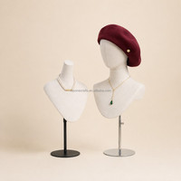 Présentoir en gros réglable en lin pour têtes de mannequin, colliers, chapeaux et bijoux, avec base métallique, pour boutiques et commerces de détail