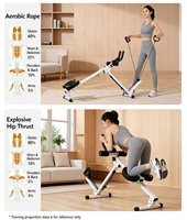 Appareil de musculation multifonctionnel 22 en 1 pour abdominaux et rameur, pliable, pour la maison, avec compteur numérique