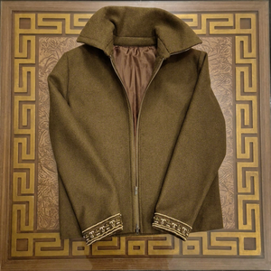 CHAMP KING Veste en laine pour homme avec broderie et embellissements, col rabattable, fermeture éclair - Product Image 1