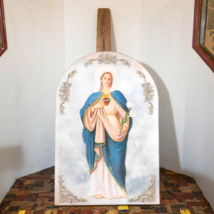 Plaque en bois arquée pour artisanat religieux catholique Offre Spéciale-Notre-Dame du Sacré-Cœur pour panneaux muraux et boîtes en bois Produits en stock - Product Image 2
