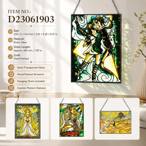 Panneau de vitrail anime <span class=keywords><strong>Zelda</strong></span> Link, décoration murale en verre pour salle de jeu, grande œuvre de vitraillerie sur mesure - Product Image 2