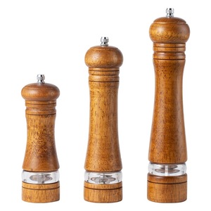 Moulin à sel et poivre manuel en bois réglable de 6,5 pouces avec mécanisme de broyage en céramique, fenêtre de visualisation en acrylique, compatible lave-vaisselle - Product Image 1