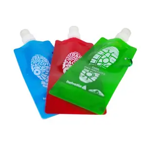 Custom portable pouch foldable water bottle 500ML plastic sport bottle promotional gift water bottle
