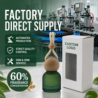 Vollständig Anpassbarer Hängender Auto-Lufterfrischer OEM ODM Benutzerdefiniertes Logo Mattglas-Flasche Holzdeckel Private Label 60% Duftkonzentration
