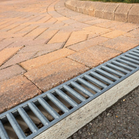 Caniveau de drainage linéaire en composite béton-polymère, anti-corrosion, durable, pour extérieur, avec grille carrée pour tranchée d'évacuation des eaux