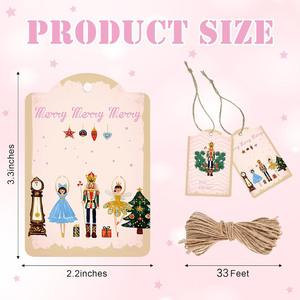 Étiquettes <span class=keywords><strong>de</strong></span> Noël en gros motif <span class=keywords><strong>Casse</strong></span>-<span class=keywords><strong>Noisette</strong></span>, rose, thème pastel, imprimées, DIY, pour cadeaux <span class=keywords><strong>de</strong></span> Noël avec ficelle - Product Image 2