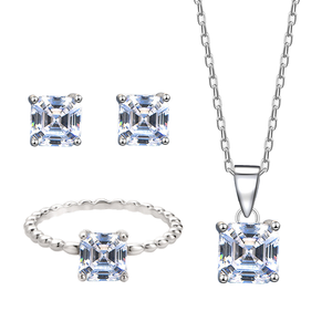 Juego de Regalo de Lujo Clásico para Fiesta o Boda, Accesorios de Moda, Collar, Pendientes, Anillo, Joyería de Plata de Ley 925 de Alta Gama para Mujer - Product Image 1