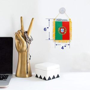 Bandera de <span class=keywords><strong>Portugal</strong></span> para Colgar en el Coche, 4x6 Pulgadas, Poliéster con Borla Dorada, Resistente a la Decoloración, para Interior de Vehículos y Decoración Festiva - Product Image 6