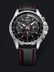 <span class=keywords><strong>MEGIR</strong></span> <span class=keywords><strong>1010</strong></span> mode chaude homme montre-bracelet à quartz marque montres en cuir étanche pour hommes décontracté montre noire pour homme - Product Image 2