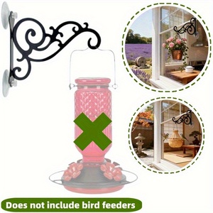 Black Metal Flower Basket Hanger Wall Hook Outdoor Garden Floral Stand Decorative <b>Hanging</b> <b>Bracket</b> - Product Image 3