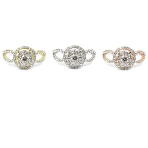 Vente en gros d'anneaux en or blanc massif 18 carats de haute qualité, design classique élégant, anneaux ronds à grappe détaillée, diamants véritables pour femmes, mariage - Product Image 4