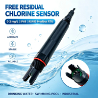 Capteur de chlore libre LoRaWAN avec cellule de débit et compensation automatique de température à trois électrodes pour la surveillance en ligne de la qualité de l'eau
