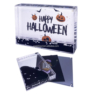 Hallowmas Citrouille Drôle Festival Halloween Cadres Photo 4x6 En Plastique Rectangle En Forme De Paillettes Chatoyantes Cadre Liquide pour Les Vacances - Product Image 1