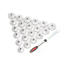 Jeu de clés à filtre à huile en aluminium de 23 pièces, kit d'outils de démontage de filtre à huile de type coupelle robuste avec cliquet de 1/2 pouce et étui