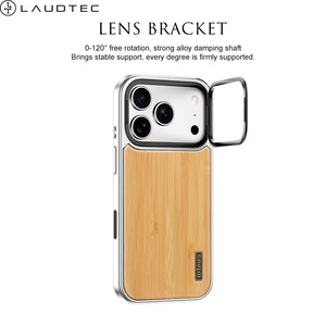 Étui de luxe rotatif Laudtec en bois naturel avec panneau tactile saphir pour <span class=keywords><strong>iPhone</strong></span> 17 Pro - Product Image 1