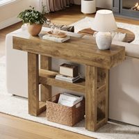 Console d'entrée moderne en MDF pour salon avec 2 niveaux et étagères de rangement ouvertes