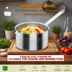 Colino in acciaio inox con manico per cucinare e scolare gli alimenti - Product Image 3