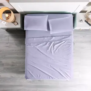 Juego de Sábanas Dobles Cabos Lavender, 200 Hilos, Algodón Transpirable Hipoalergénico, Ropa de Cama para el Hogar, Color Sólido, Sábanas Ajustables y Planas - Product Image 3