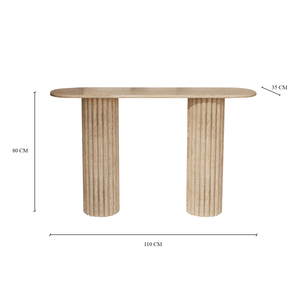 Mesa Consola KUMUSI FURNITURE Lorenzo Beige Travertino con Base Acanalado - Product Image 3
