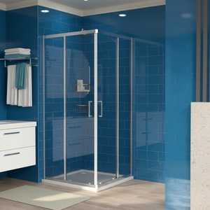 Promotion : Cabine de douche <span class=keywords><strong>double</strong></span> coulissante avec fonction étanche, base de douche en <span class=keywords><strong>verre</strong></span> trempé et porte de douche coulissante - Product Image 2