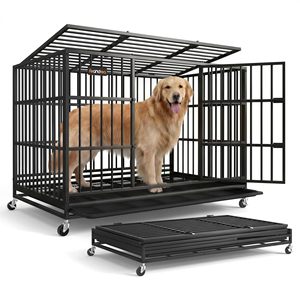 Jaula Plegable Resistente para Perros <span class=keywords><strong>Feandrea</strong></span>, Instalación Rápida en 5 Minutos, Puertas Dobles - Product Image 1